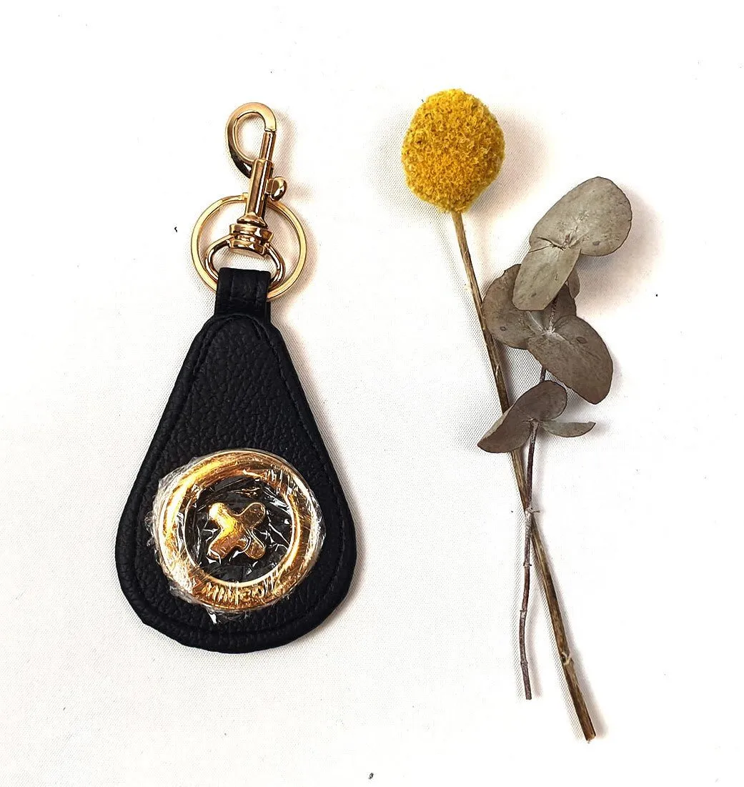 Mimco black leather keyring