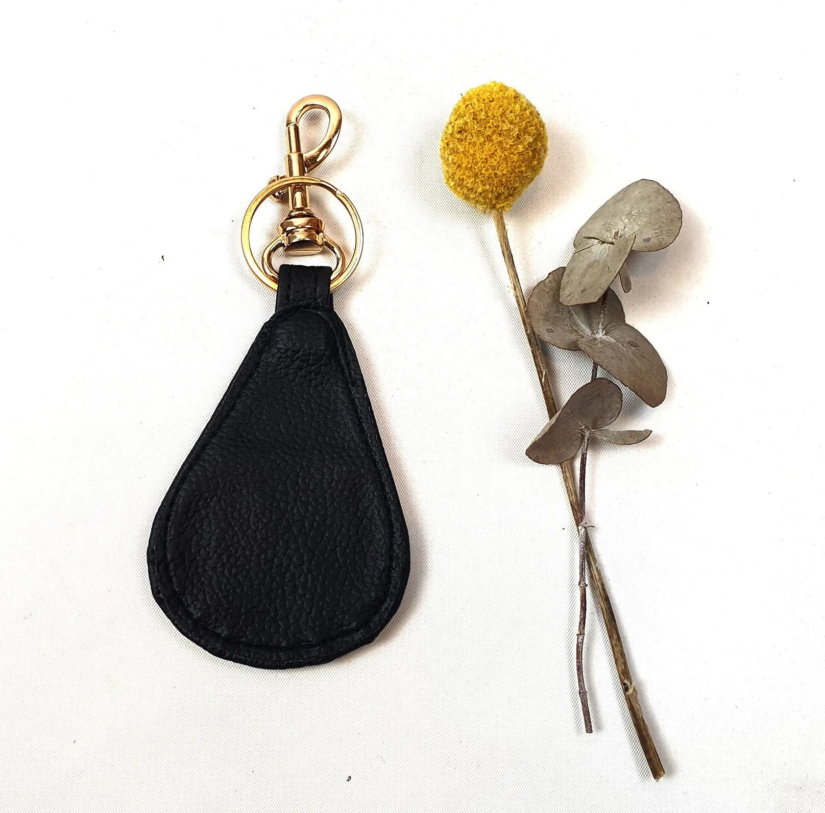 Mimco black leather keyring