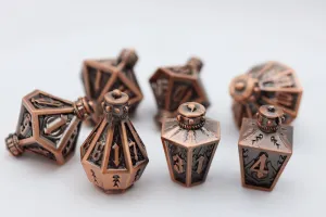 Moonlit Lantern: Coppered Flames - Metal RPG Dice Set