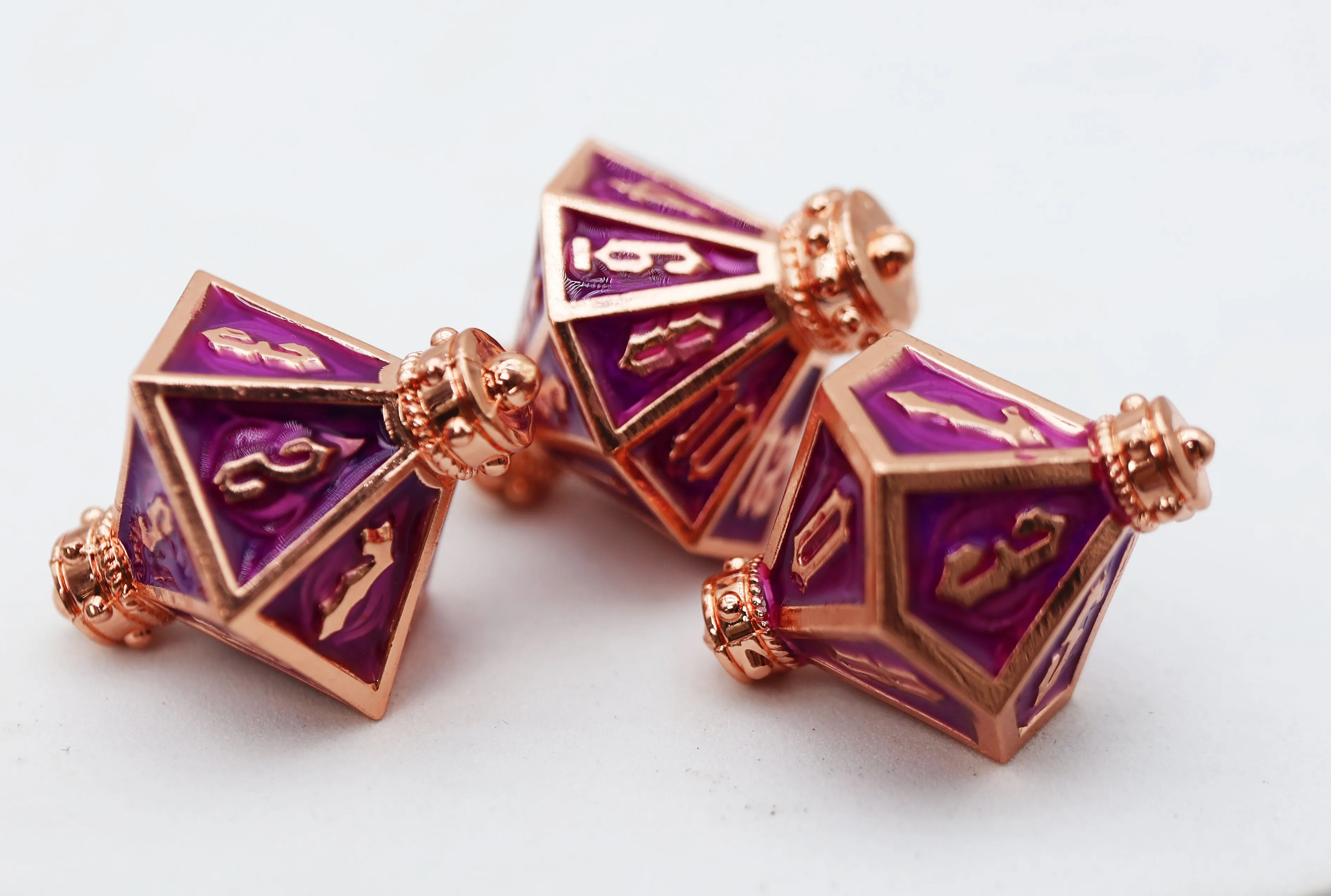 Moonlit Lantern: Coppered Voidfire - Metal RPG Dice Set