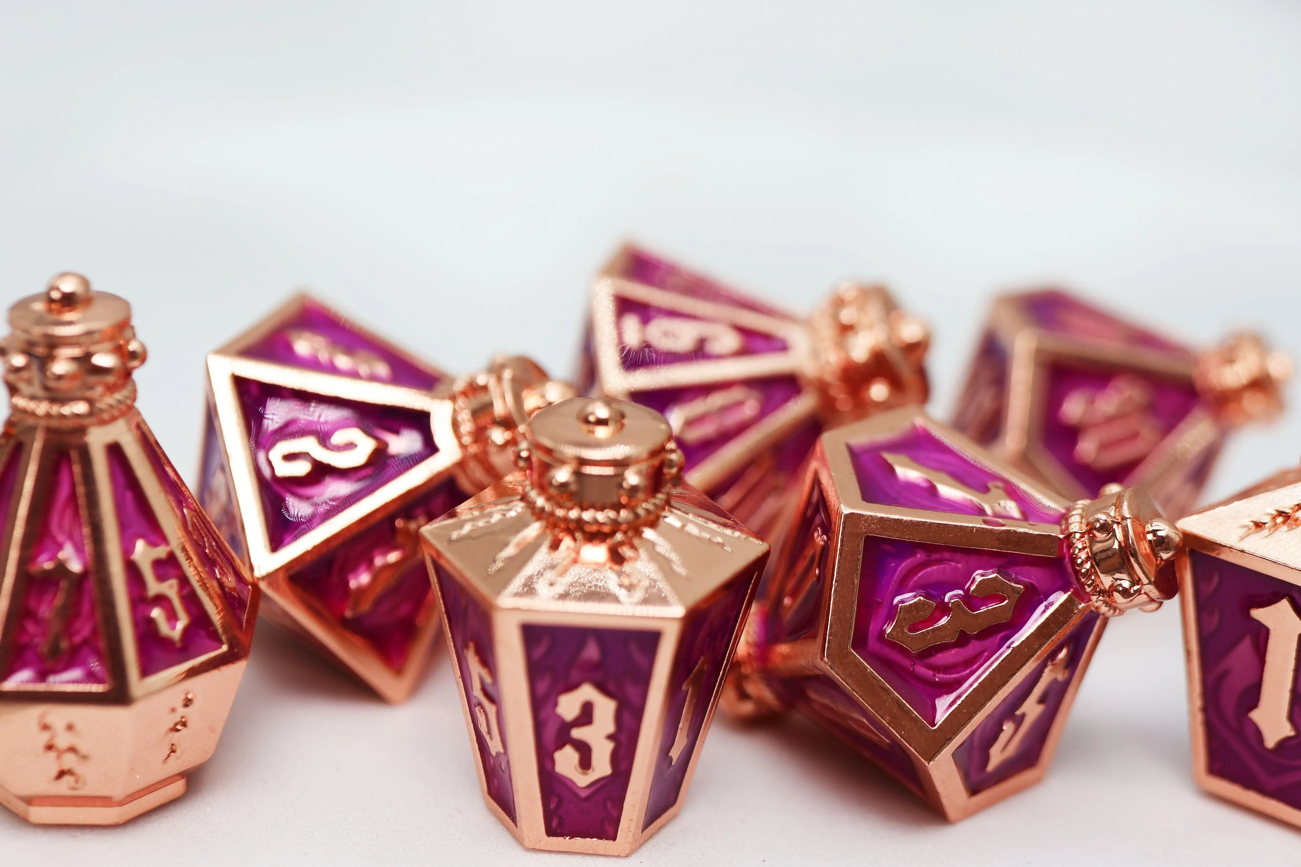 Moonlit Lantern: Coppered Voidfire - Metal RPG Dice Set