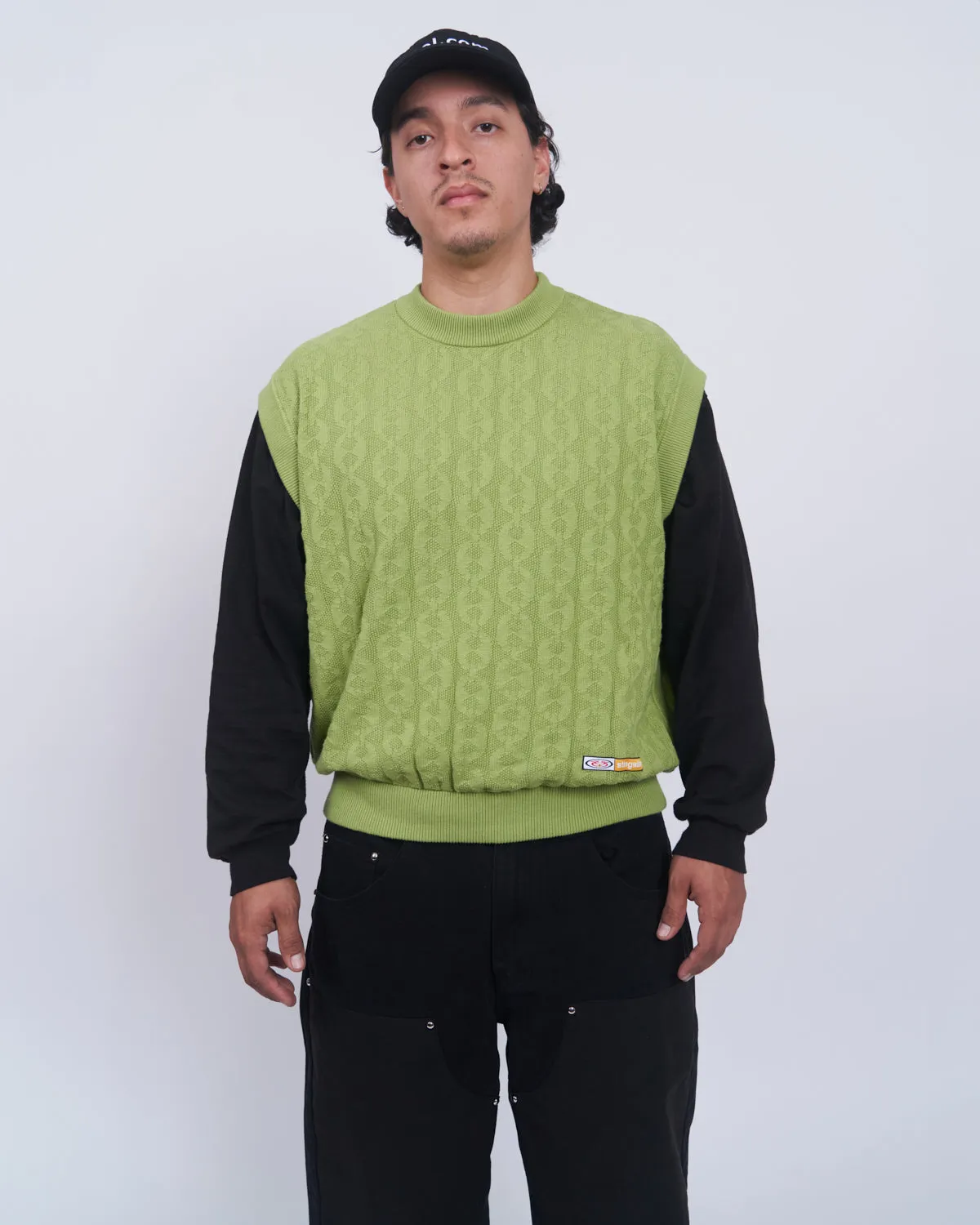 Moses Chain Knit Sweater Vest Lime Green