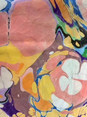 Multicolored Flower print 21x21 Square Habotai silk. For hair, neck, as a pocket square, or to accessorize your dog.