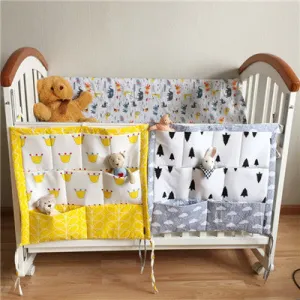 Muslin tree Brand Baby Cot Bed Hanging Storage Bag ,Crib Organizer 60*50cm Toy Diaper Pocket for Crib Bedding Set