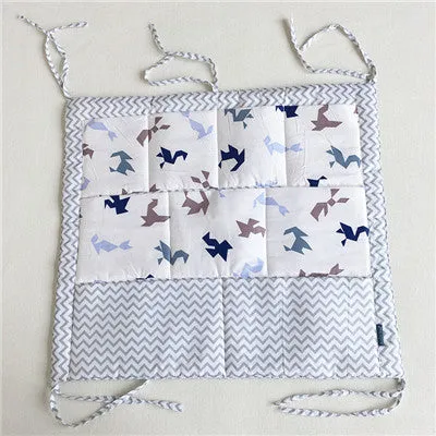 Muslin tree Brand Baby Cot Bed Hanging Storage Bag ,Crib Organizer 60*50cm Toy Diaper Pocket for Crib Bedding Set