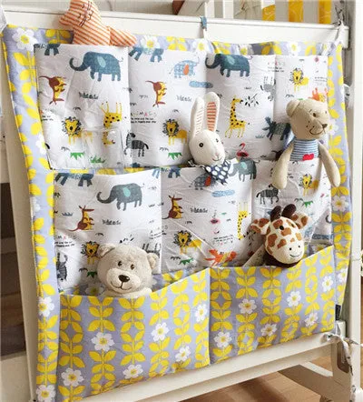 Muslin tree Brand Baby Cot Bed Hanging Storage Bag ,Crib Organizer 60*50cm Toy Diaper Pocket for Crib Bedding Set
