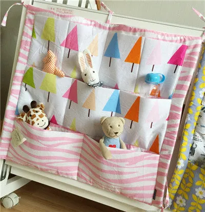 Muslin tree Brand Baby Cot Bed Hanging Storage Bag ,Crib Organizer 60*50cm Toy Diaper Pocket for Crib Bedding Set