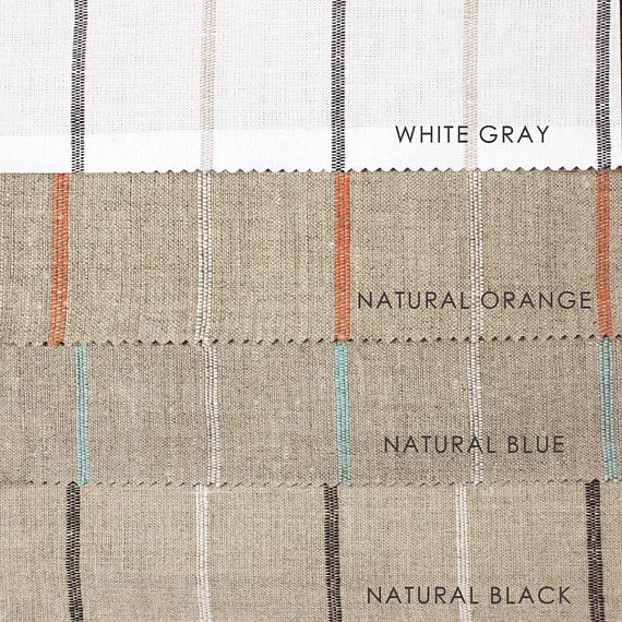 Natural 100% Linen Thin Stripe Flat Roman Shade