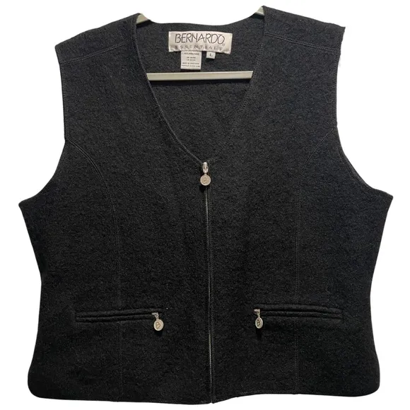 New Bernardo 100% Wool Black Essentials Vest