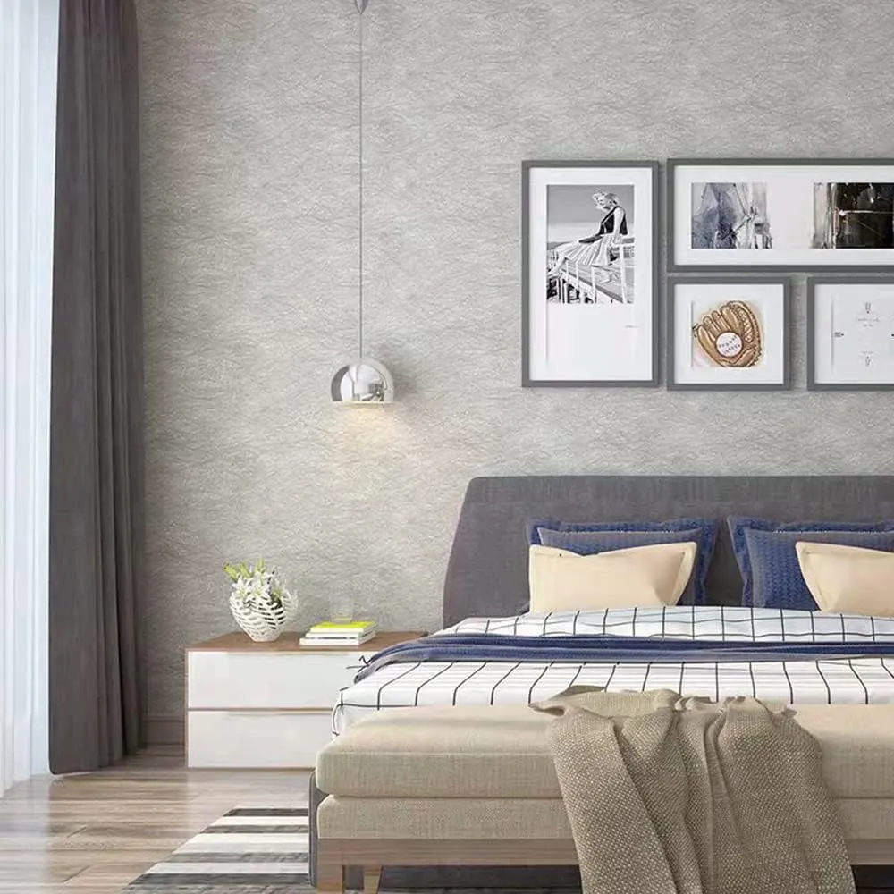 NEW Silk Embossed Wallpaper, Peel and Stick Self-Adhesive Removable 3D Texture Wallpaper for Kitchen Furniture Bedroom Wallcovering (15 Ft 7 inch x 32 Ft 8inch, Silver Grey)