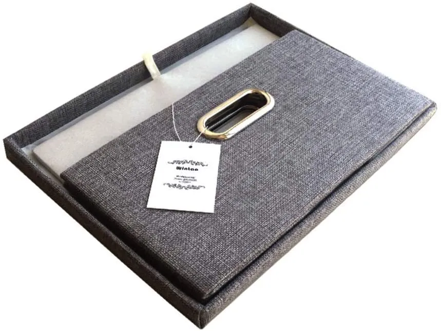 New Wintao Storage Box with lid Collapsible Linen Fabric Clothing Storage Basket Bins Toy Box Organizer Grey 25 Litre - Medium