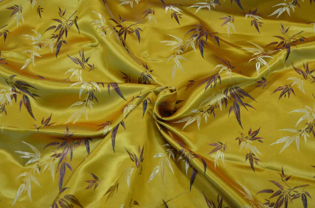 Oriental Bamboo Brocade | Chinese Bamboo Pattern Satin Fabric | 45 Inch Wide | Luxurious Chinese Brocade