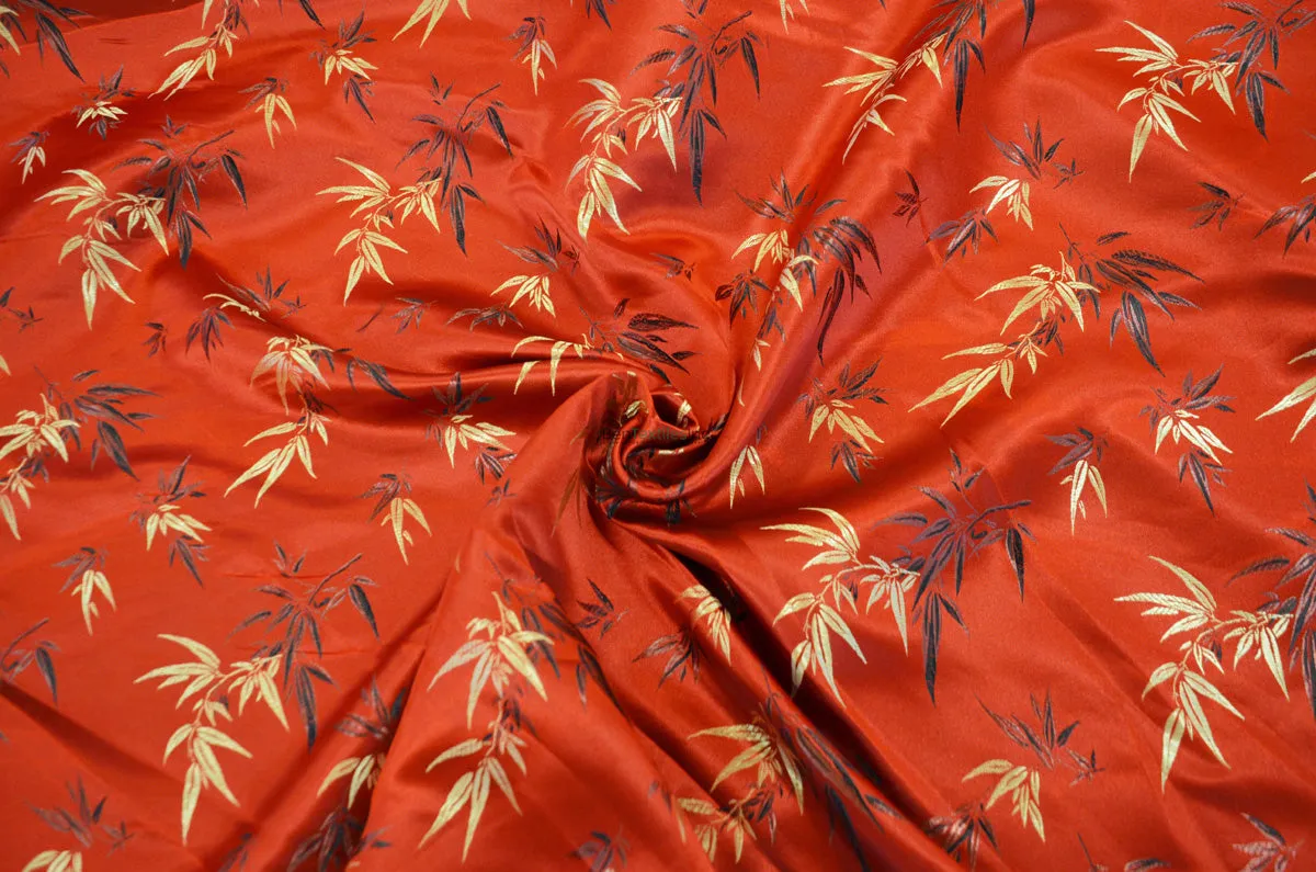 Oriental Bamboo Brocade | Chinese Bamboo Pattern Satin Fabric | 45 Inch Wide | Luxurious Chinese Brocade