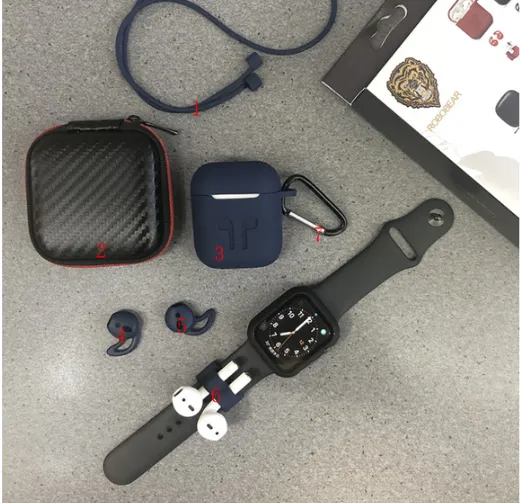 Ostart 7 in 1 Earphone Accessories Set Soft Silicone Case Strap For Airpods
