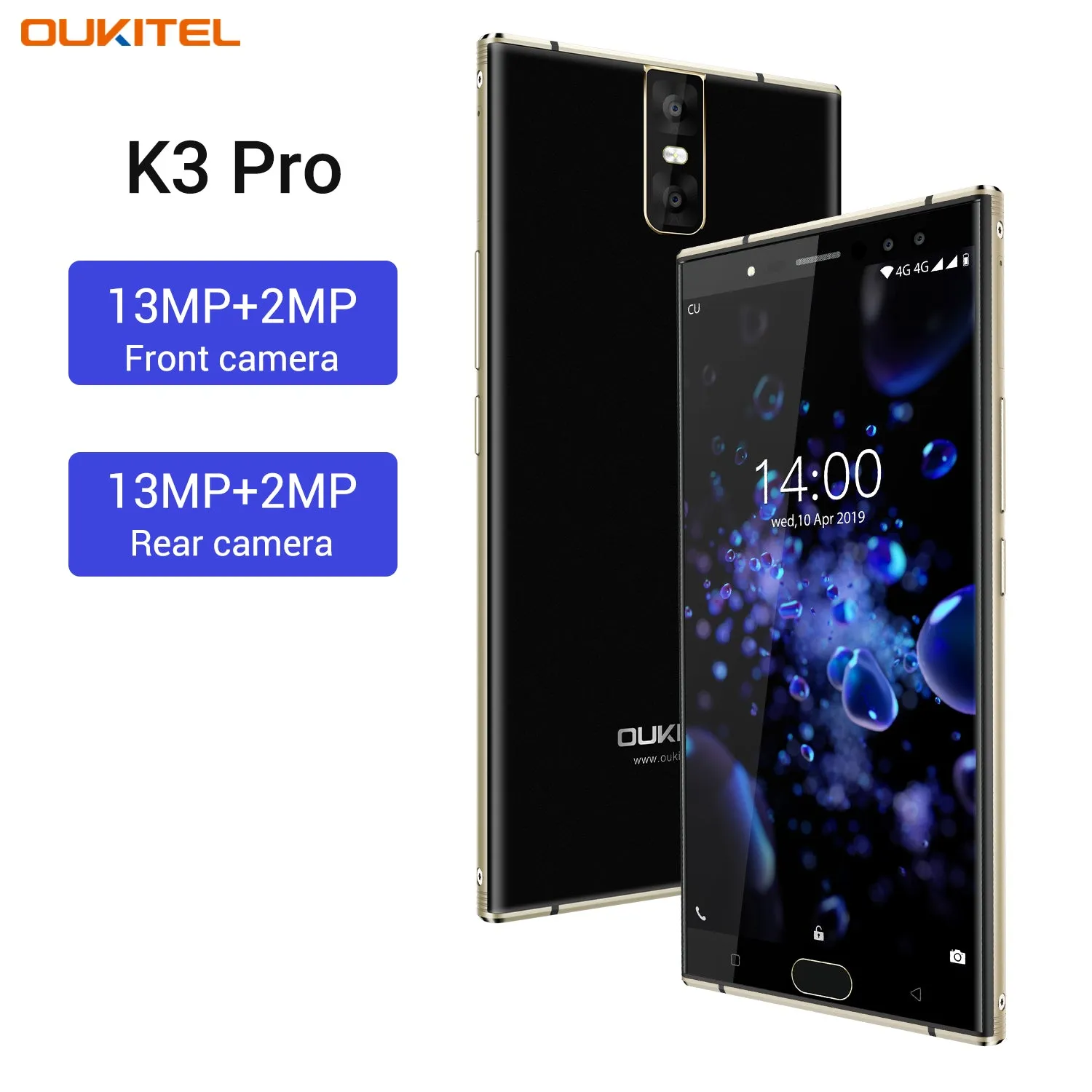 Oukitel K3 Pro Quad Core 5.5 inch 8000mAh Battery 5MP 13MP Camera 1440x720 Resolution 32GB 4GB Mobile Phone Smartphone Blue