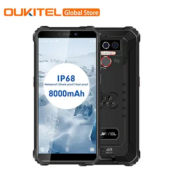 Oukitel WP5 Quad Core 32G Android 9.0 5MP Front Camera 5.5inch 8000mAh Battery Mobile Phone Smartphone black