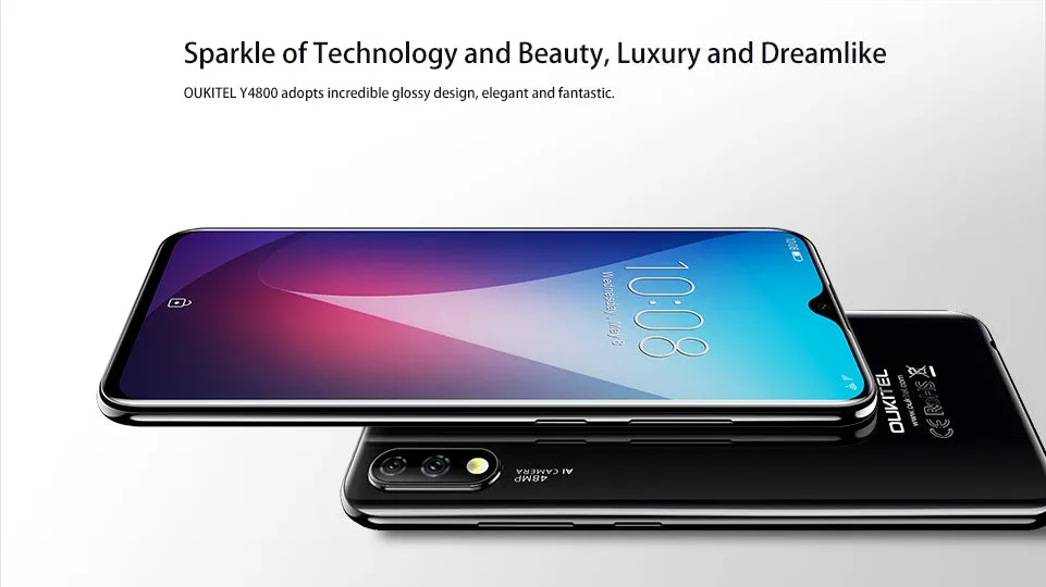 OUKITEL Y4800 6.3"" FHD  Waterdrop Android 9.0 Pie 6 128GB Smartphone Fingerprint 4000mAh 9V/2A Quick Charge Mobile Phone Black