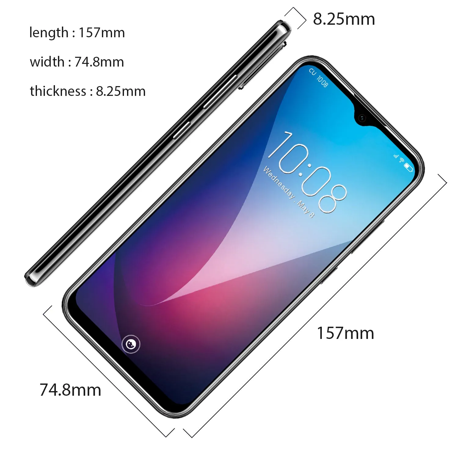 OUKITEL Y4800 6.3"" FHD  Waterdrop Android 9.0 Pie 6 128GB Smartphone Fingerprint 4000mAh 9V/2A Quick Charge Mobile Phone Black