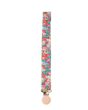 Pacifier Clip- Strawberry Thief Red