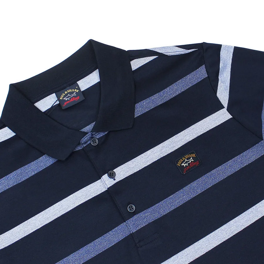 Paul & Shark - Striped Polo Shirt in Navy Blue
