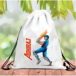 Personalised Cricket Drawstring Bag