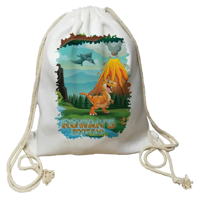 Personalised Dinosaur Drawstring Bag