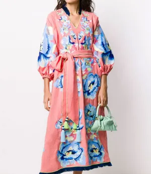 Pink embroidered dress