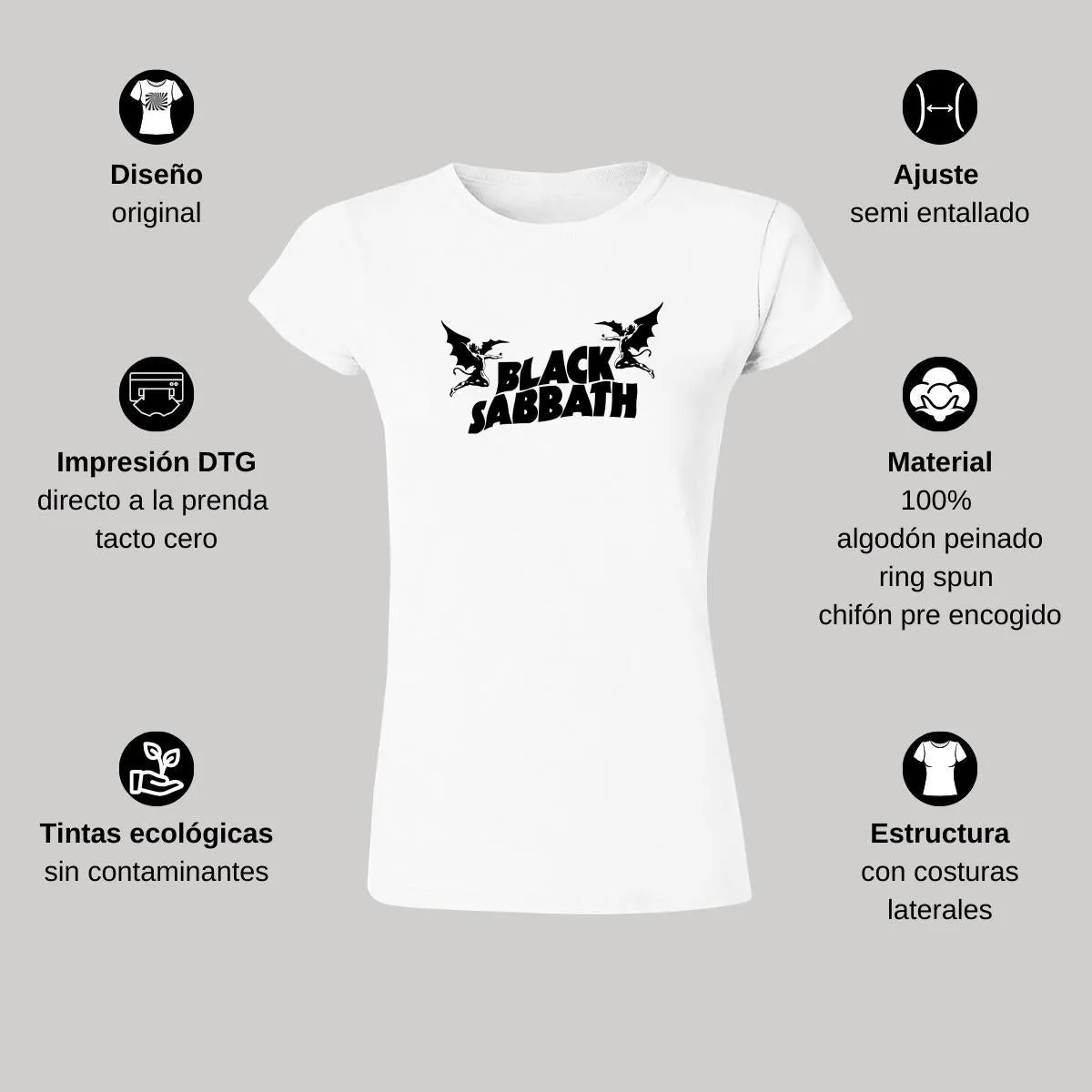 Playera Mujer Rock Black Sabbath Logo Metal 868B