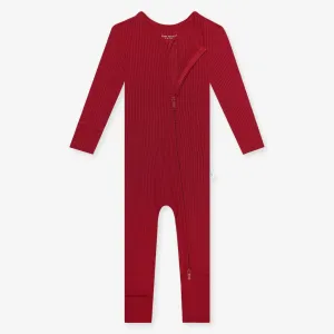 Posh Peanut - Dark Red Ribbed Convertible One Piece
