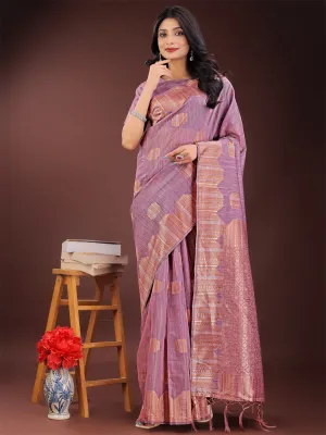 Purple Linen Cotton Saree