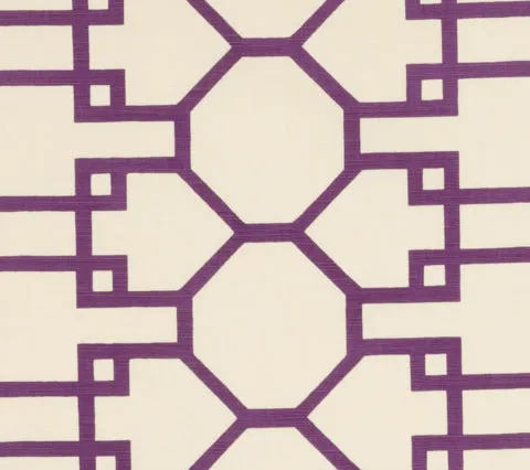 Quadrille Fabric: Brighton - Custom Purple on Tinted Belgian Linen / Cotton