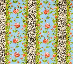 Quadrille Fabric: Malmaison Multi - Bali Blue Green / Taupe on Tinted Linen / Cotton