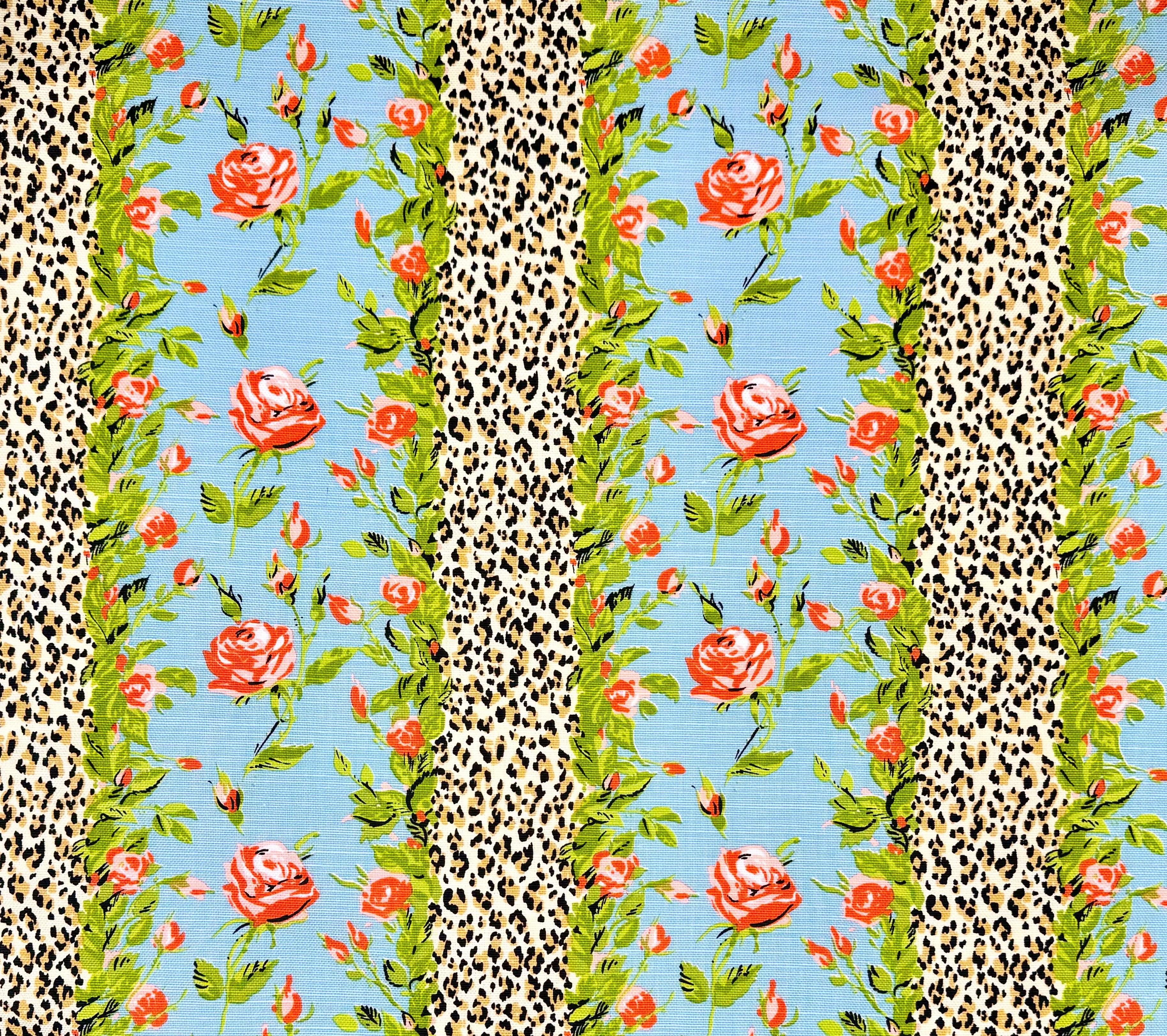 Quadrille Fabric: Malmaison Multi - Bali Blue Green / Taupe on Tinted Linen / Cotton