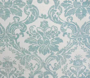 Quadrille Fabric: Victoria - Custom China Blue on Tinted Belgian Linen / Cotton