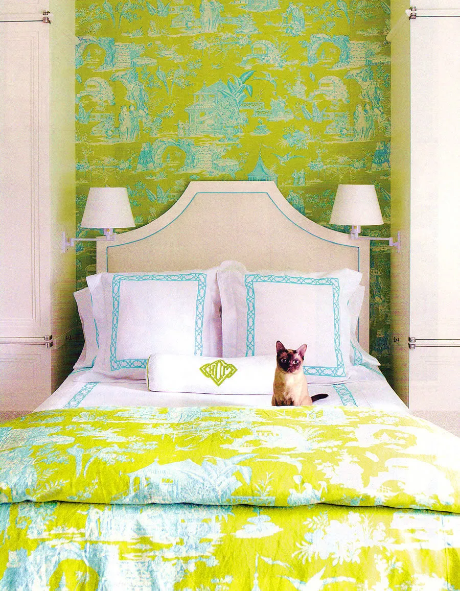 Quadrille Prints: Paradise Garden - Custom Rose and Brown on Tinted Belgian Linen / Cotton