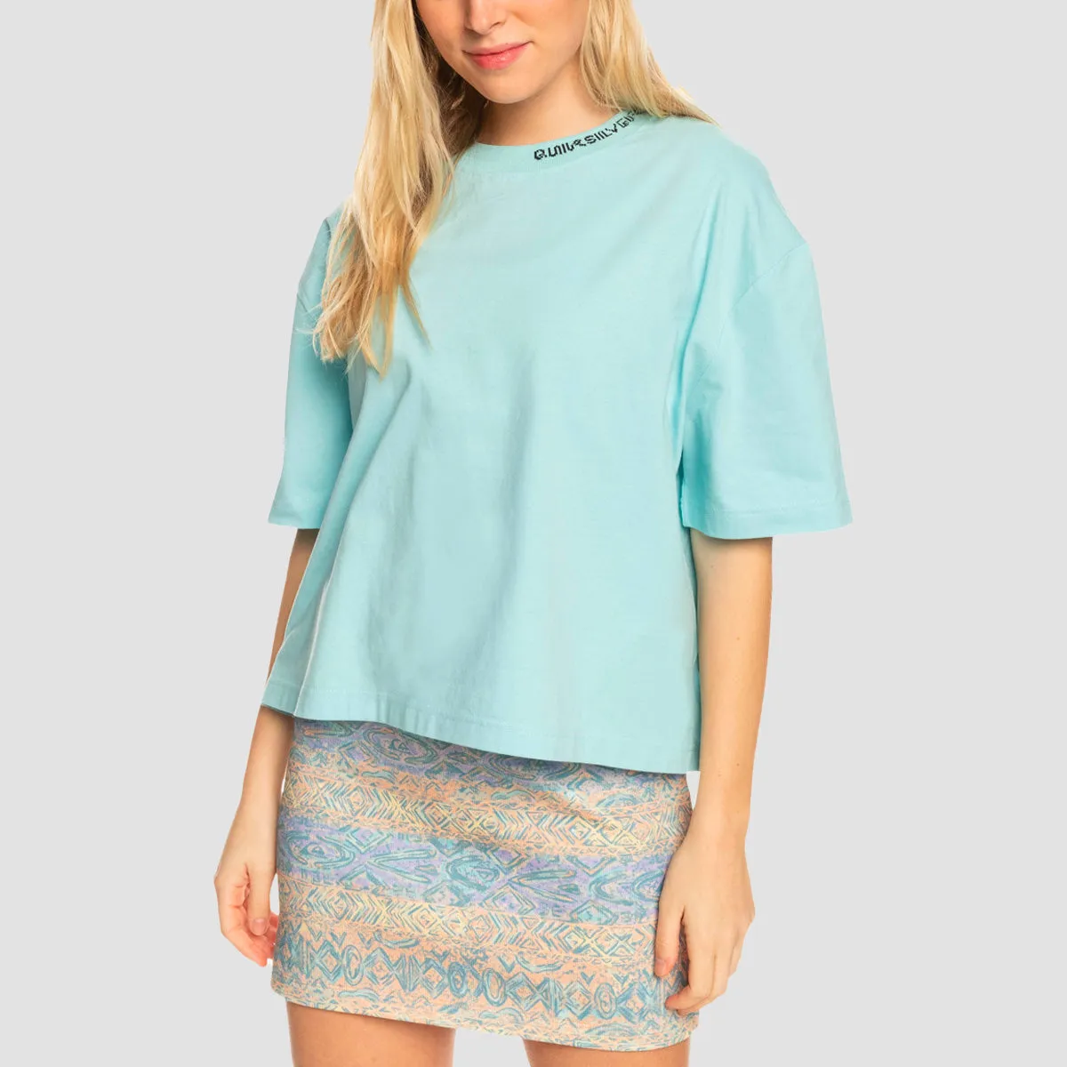 Quiksilver Boyfriend Crop T-Shirt Pool - Womens