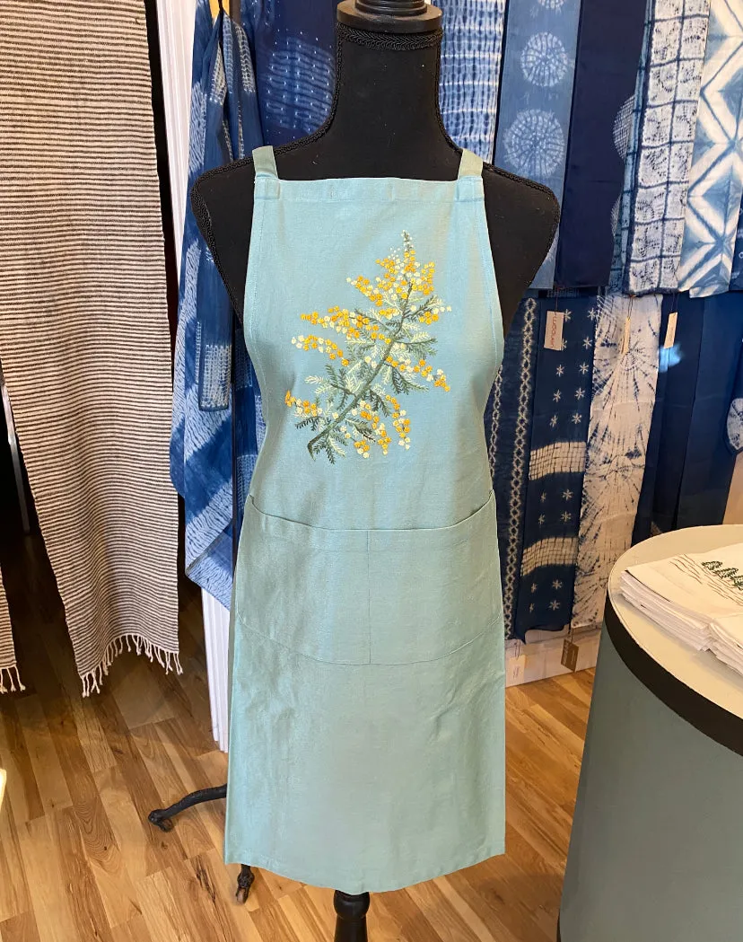 "Botanicals" Aprons, hand embroidered linen or cotton