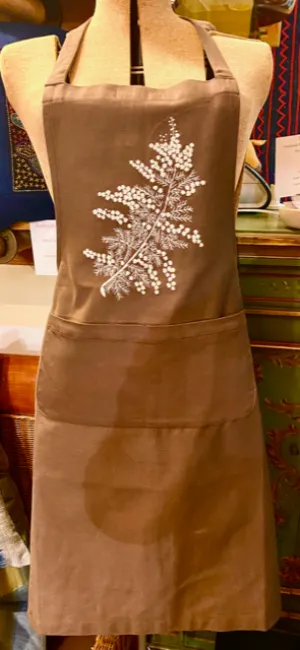 "Botanicals" Aprons, hand embroidered linen or cotton