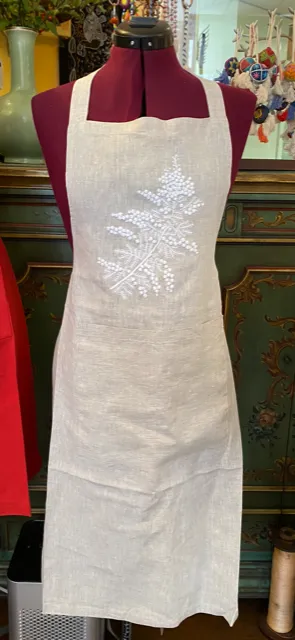 "Botanicals" Aprons, hand embroidered linen or cotton