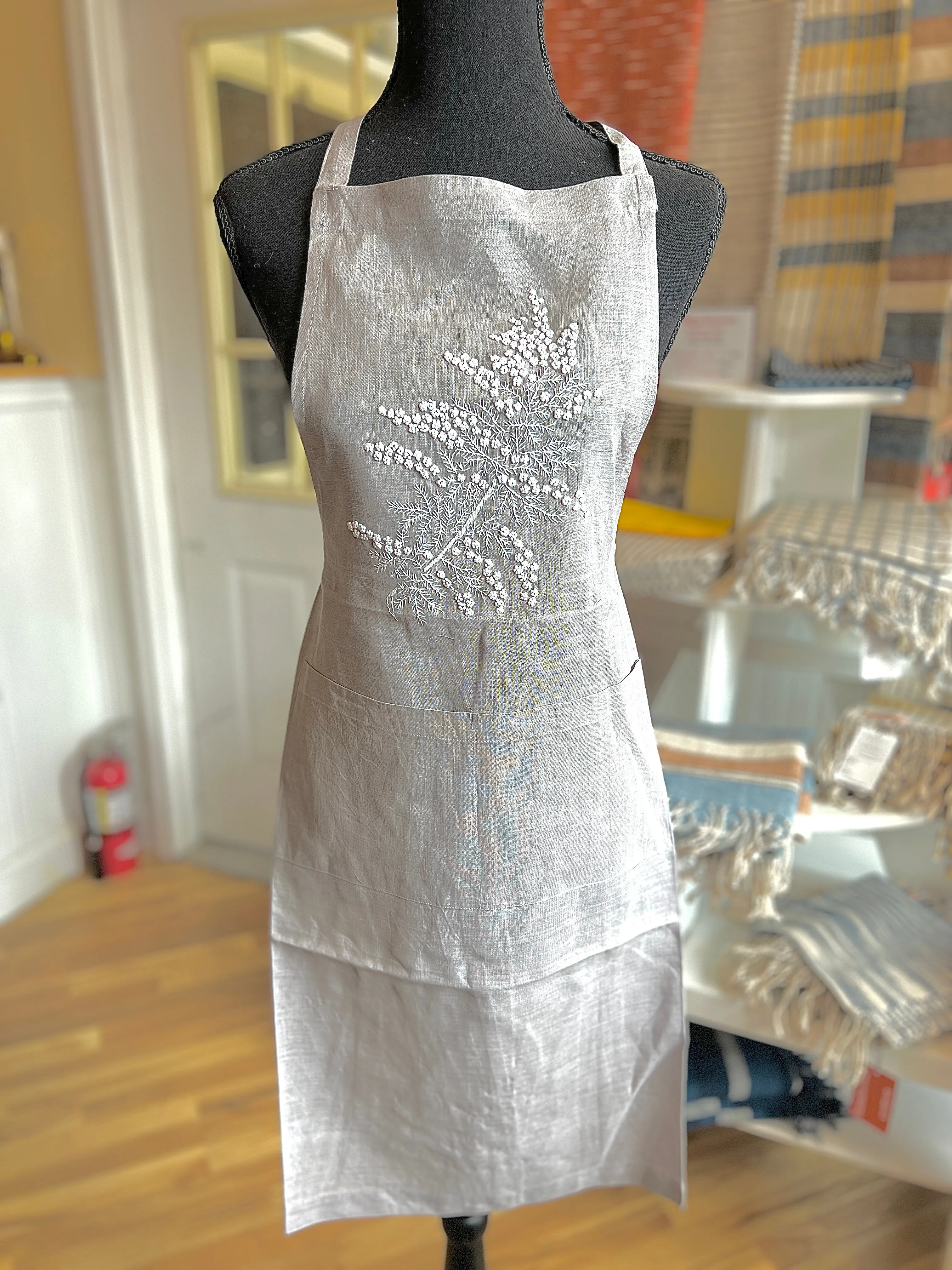 "Botanicals" Aprons, hand embroidered linen or cotton