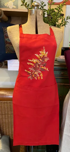 "Botanicals" Aprons, hand embroidered linen or cotton