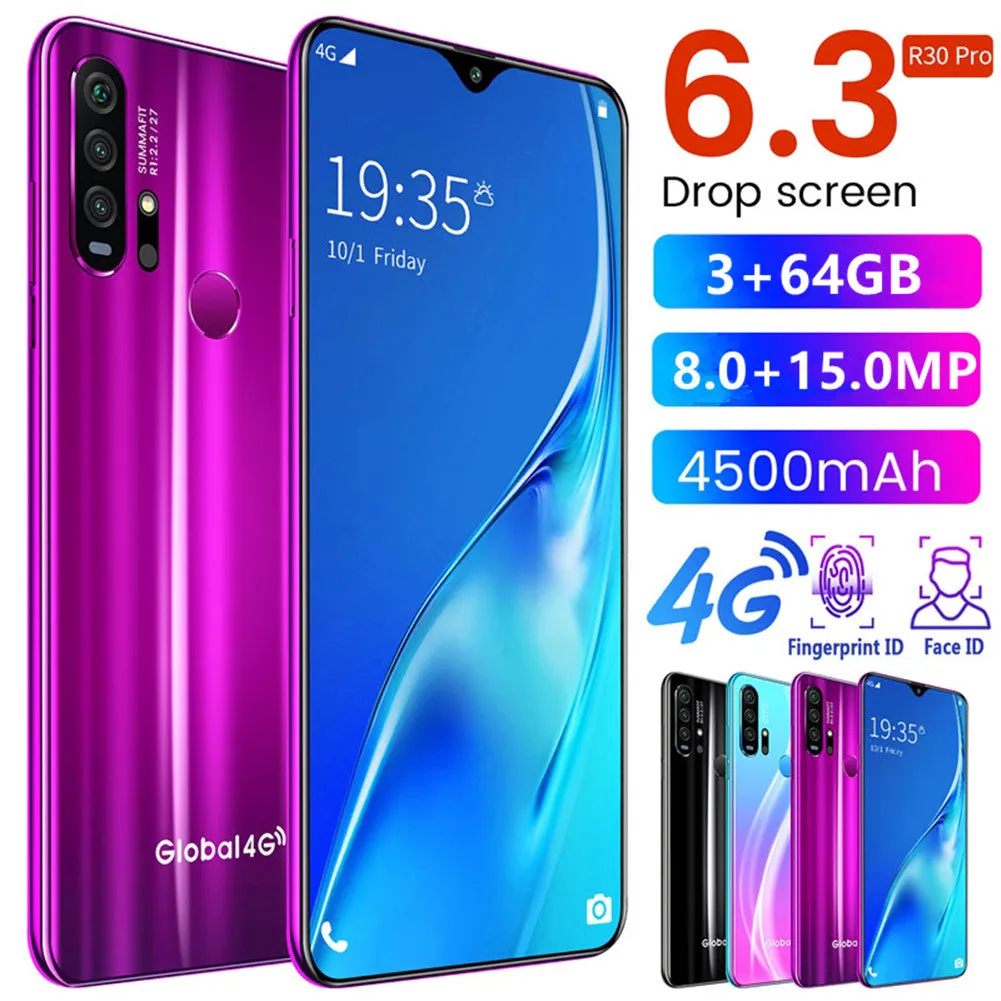 R30 pro Smart Phone 4G Network 3G   64g High Configuration Face Recognition Fingerprint Recognition Phone black_U.S. regulations