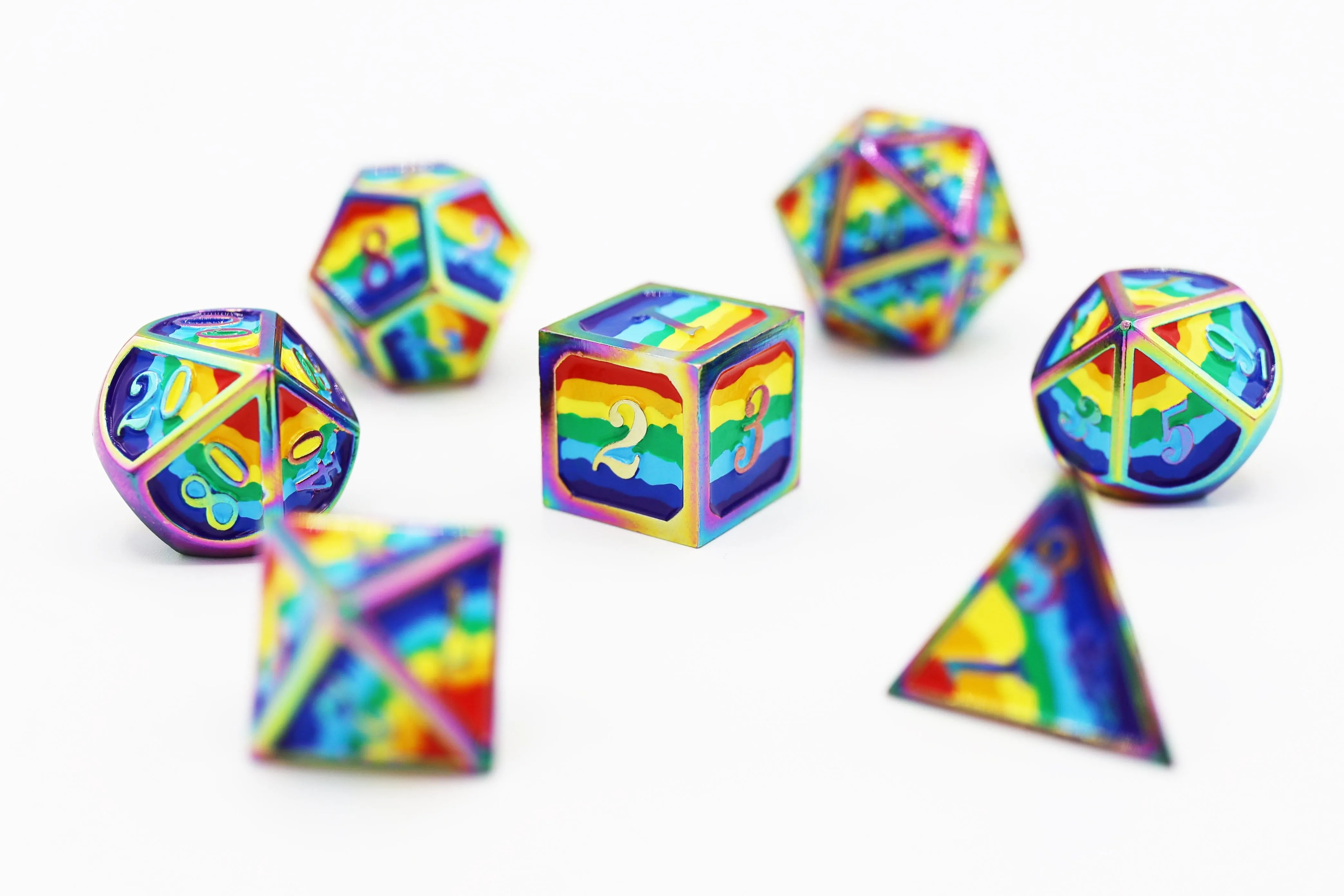 Rainbow Pride Flag - Metal RPG Dice Set