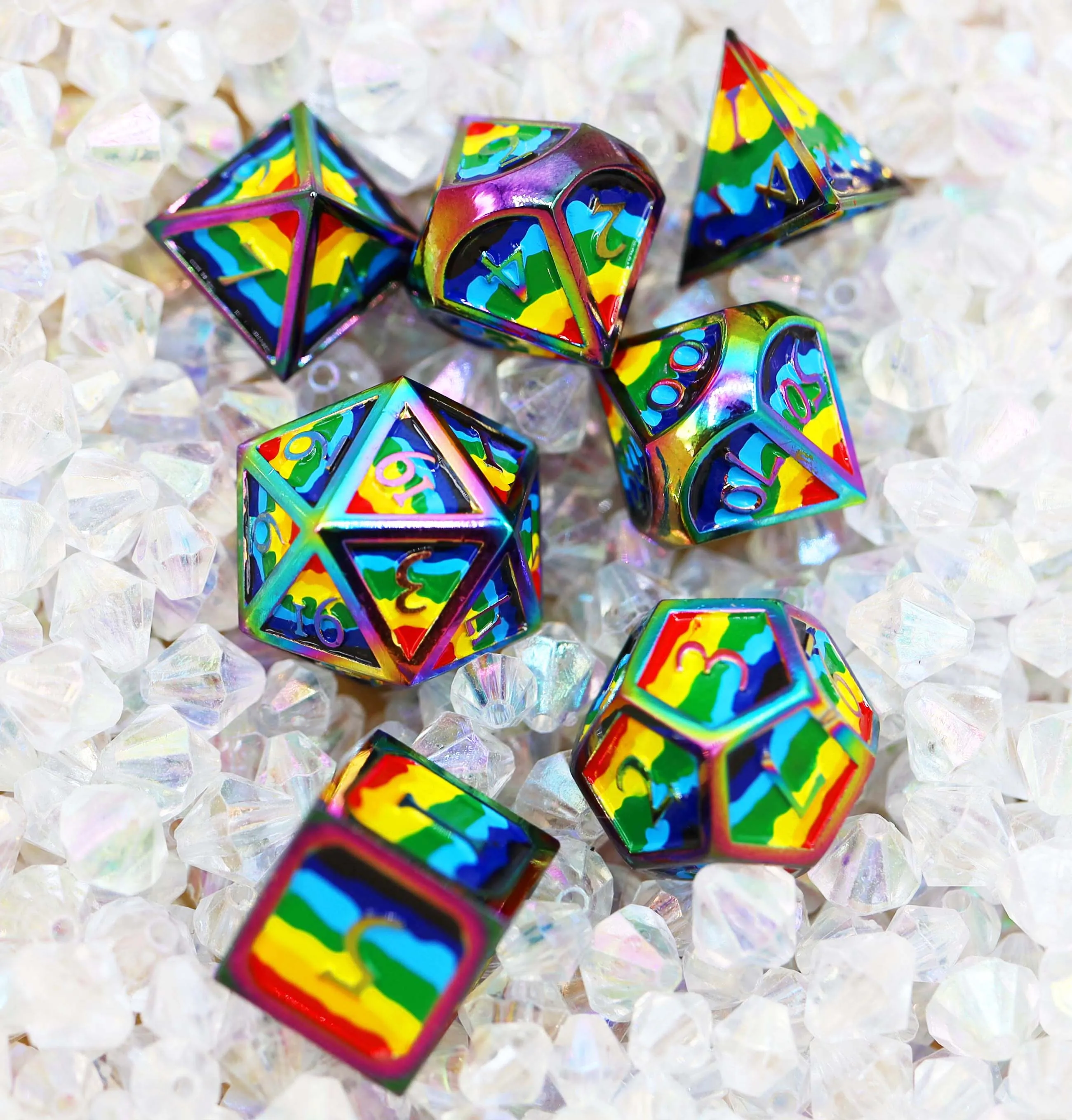 Rainbow Pride Flag - Metal RPG Dice Set