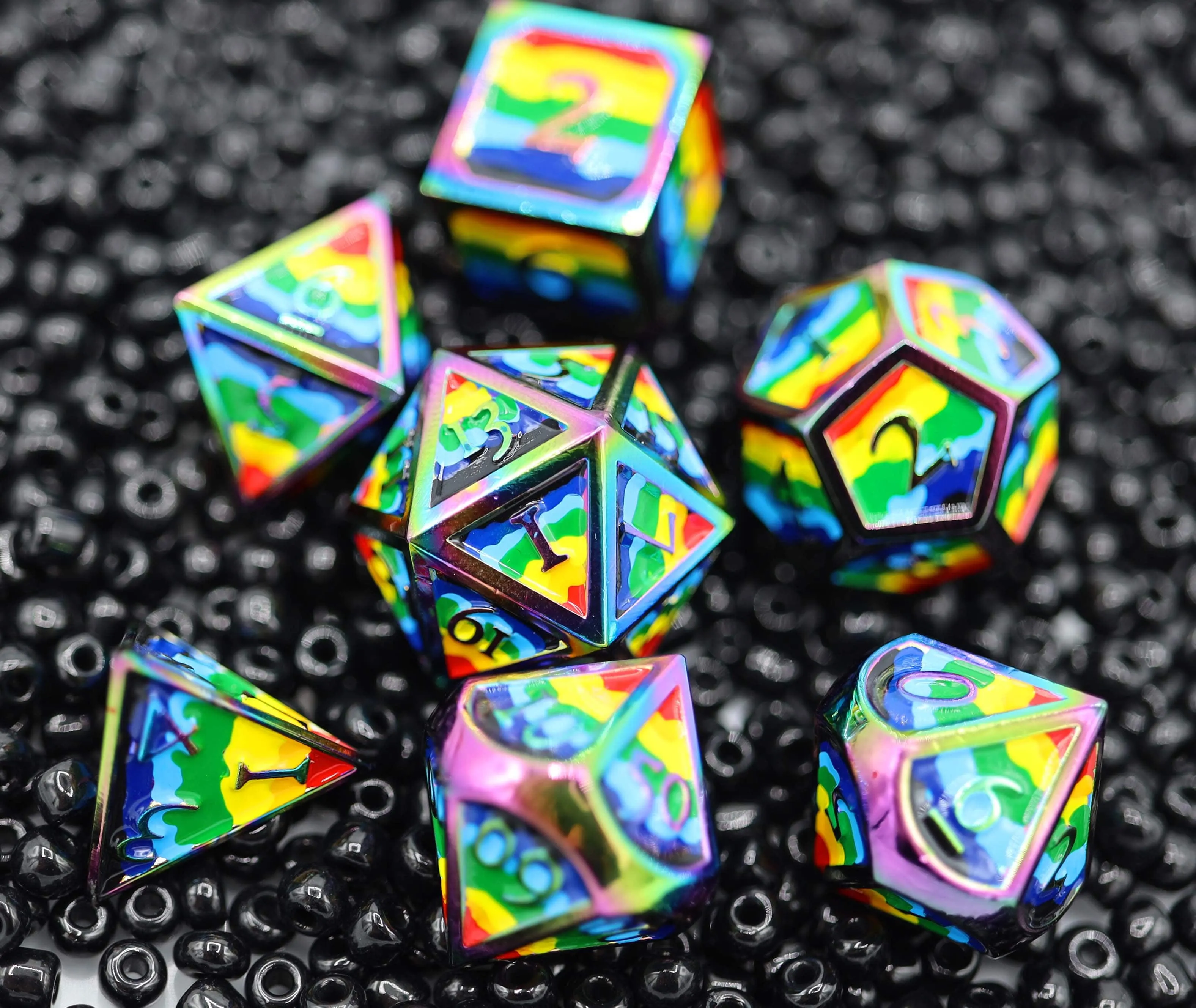 Rainbow Pride Flag - Metal RPG Dice Set