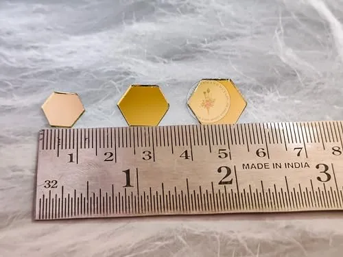 R&H Gold Mirror Hexagon Mirrors 100 Grams for LIPPAN Art, Mirror Art, MUD and Mirror Art, Craft, Mosaic Art, Home Decorations ETC (1.6 CM)