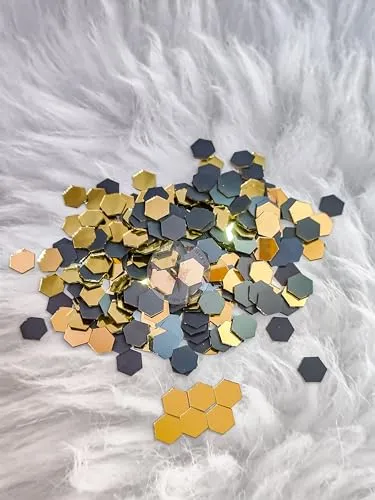 R&H Gold Mirror Hexagon Mirrors 100 Grams for LIPPAN Art, Mirror Art, MUD and Mirror Art, Craft, Mosaic Art, Home Decorations ETC (1.6 CM)