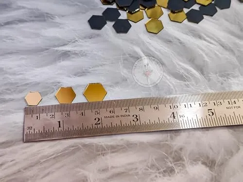 R&H Gold Mirror Hexagon Mirrors 100 Grams for LIPPAN Art, Mirror Art, MUD and Mirror Art, Craft, Mosaic Art, Home Decorations ETC (1.6 CM)