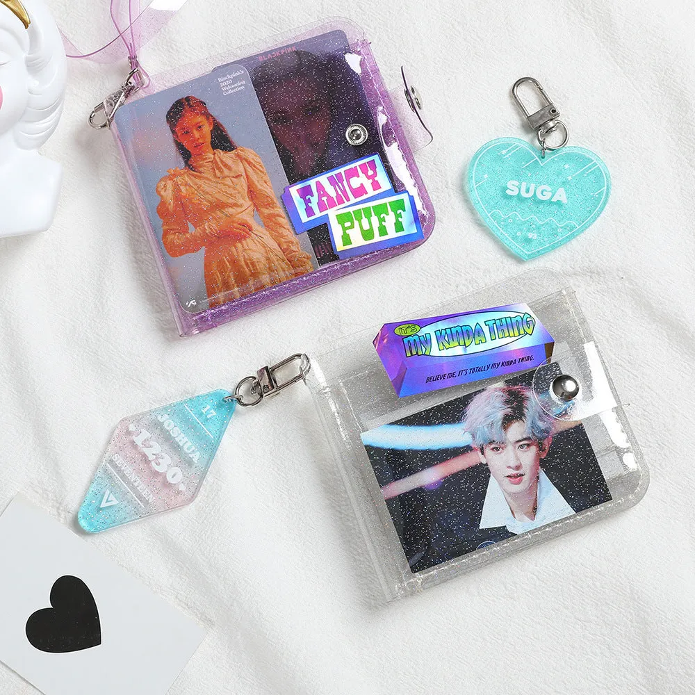 Realaiot Fashion Clear Wallet For Girl Summer Waterproof Card Holder Jelly Coin Purse Women Glittering Letter Card Holder