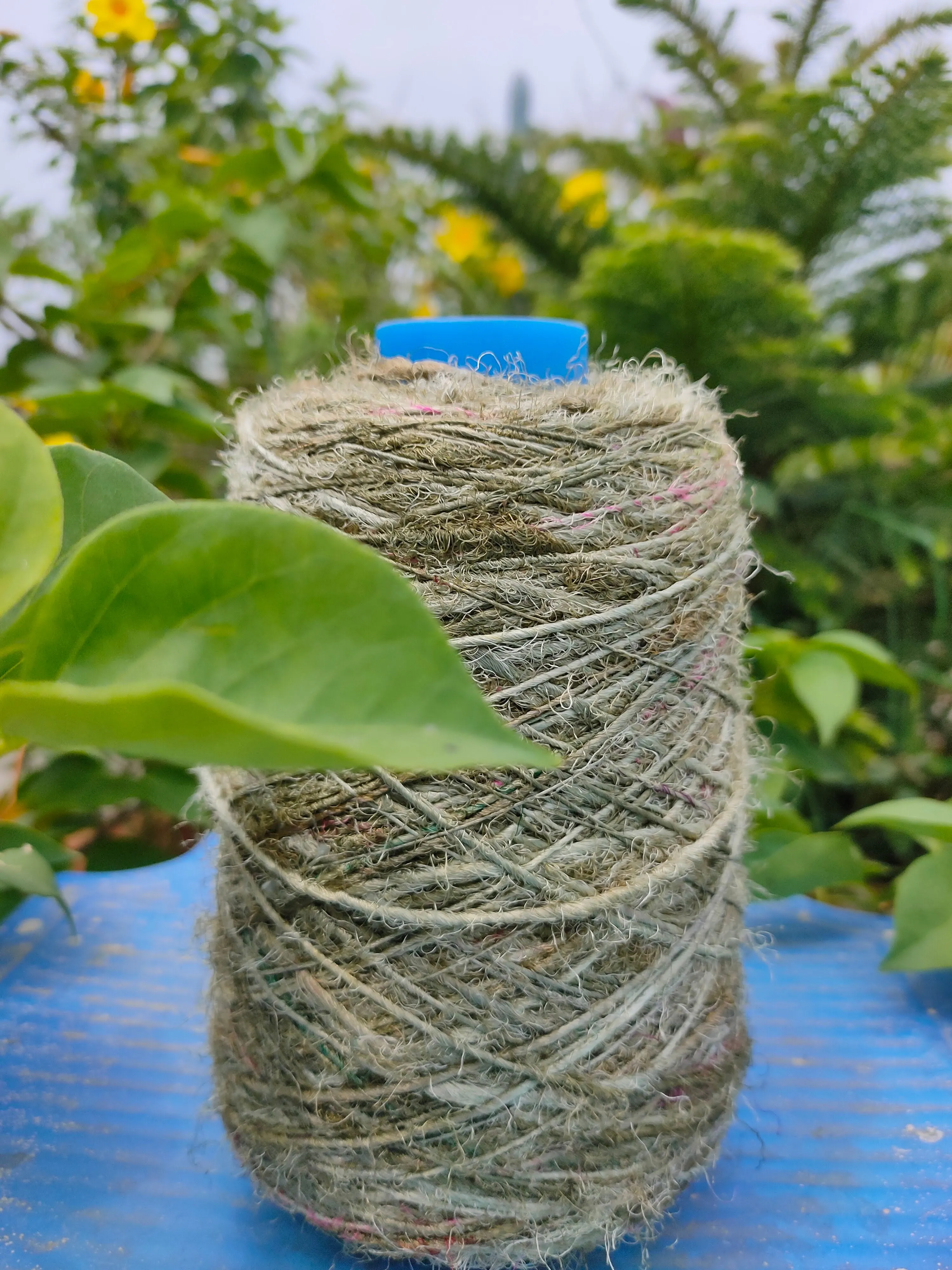 Recycled Sari Silk Yarn Prime Army